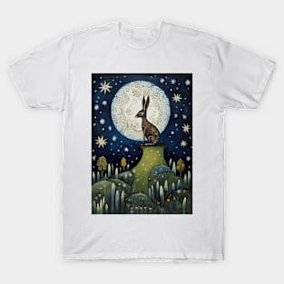 Moonlit Reverie: The Hare's Serenity T-Shirt